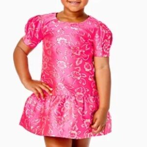 Floral Pink and Gold Lilly Dress - Girls
